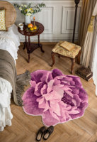 Tapis à motif de rose verte en gros, tapis personnalisés en forme 3D avec logo, tapis incurvé 3D, tapis mignon en forme de fleur, tapis de bain
