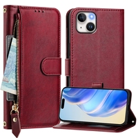 Fermeture éclair multifonction portefeuille sacs en cuir étui pour Iphone 16 15 14 13 Mini 12 11 PRO MAX XS argent sac à main couverture lanière pour les femmes