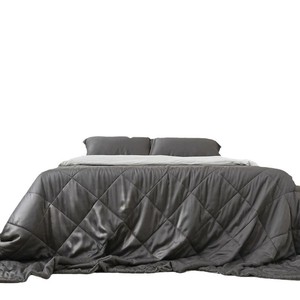 Manta Refrigerante de Verano, de Bambú y Algodón, Acolchada, Color Gris Oscuro, Tamaño Doble para Adultos, Lavable a Máquina, Relleno de Fibra Sintética - Product Image 5