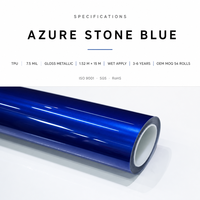 Bungkus Mobil TPU Warna Biru Azure Stone, PPF Berubah Warna, Self Healing, Hidrofobik untuk Modifikasi Otomotif