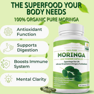 OEM 100% kapsul bubuk daun Moringa murni dengan 92 + nutrisi & 46 jenis antioksidan mendukung manajemen berat antioksidan - Product Image 6