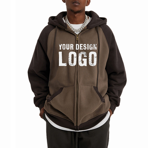 Sudadera con Capucha para Hombre, Estilo Europeo y Americano, de Algodón, Holgada, con Cierre en el Hombro, en Colores Contrastantes, para Otoño e Invierno - Product Image 5