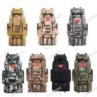 AJOTEQPT Sac à dos tactique unisexe 80L Camouflage Outdoor Mountaineering Hiking Bag avec fermeture éclair Doublure Oxford pour la chasse