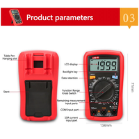 UNI-T UT33A+ Multimeter Digital Display Capacitance Tester dengan Layar LCD Backlight untuk Pengukuran Tegangan AC DC, Arus, dan Resistansi
