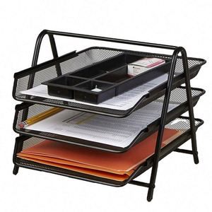 3-Tier Stackable Paper <b>Tray</b> Organizer Metal <b>File</b> Rack for Legal-Size Paper Document Holder & Desktop Storage - Product Image 1