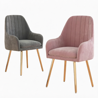 Fauteuil en velours pour salle à manger, pieds en métal doré, design moderne convertible, utilisation pour bureau, chambre, hôtel, garantie de 3 ans