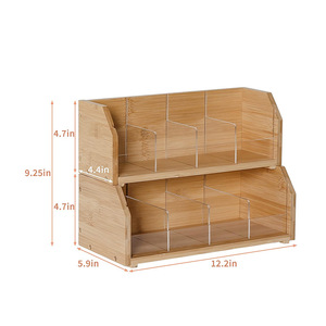 Caja de almacenamiento de bolsitas de té de bambú y madera, estante apilable de 2 niveles, caja de almacenamiento de bolsitas de té/café para encimera/gabinete de oficina - Product Image 4