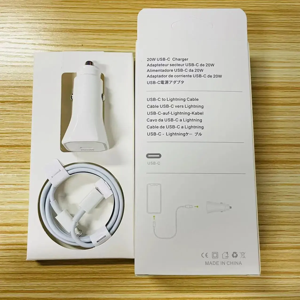 휴대용 QC3.0 빠른 자동차 충전기 커플 20W USB-C 전화 자동차 충전기 USB C 케이블 충전기 아이폰 15 14 13 프로 최대