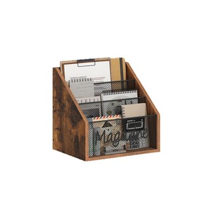 Wooden Magazine Book Organizer 3 Layers <b>Desktop</b> Document Holder Office Storage <b>Shelf</b> - Product Image 2