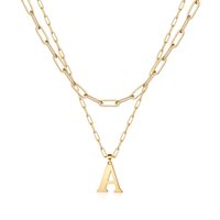 Cadena de doble capa de lujo ligera personalizada Clip personalizado 26 letras collar de nombre de letra de acero inoxidable para mujer