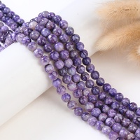 Perles rondes en charoïte violette, pierre naturelle polie, pierres précieuses, pour la fabrication de bijoux, bracelets en perles DIY, colliers tendance
