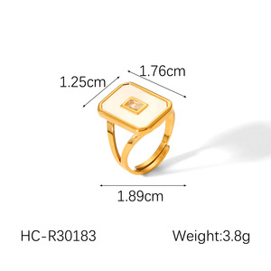 Ngôi Sao Với Thép Không Gỉ Vòng Phong Cách Ánh Sáng Sang Trọng Thanh Lịch Titan Thép Nữ Nhẫn Kim Cương Vuông Thời Trang Vòng - Product Image 6