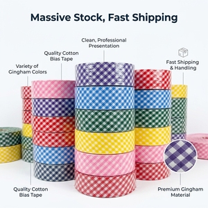 Pita Elastis Lipat Motif Kotak-kotak Gingham Custom Print, Pita Elastis Plaid untuk Ikat Rambut, Aksesoris Jahit Pakaian - Product Image 4