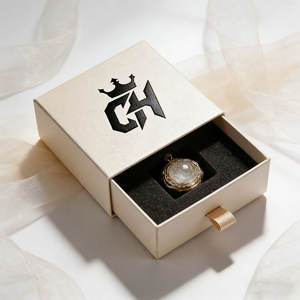 Caja de Joyería con Cajón, Caja de Regalo para Anillos y Pendientes, Caja de Papel Rígido Portátil con Asa de Cinta, Cajas de Regalo Extraíbles con Asa de Cinta - Product Image 1