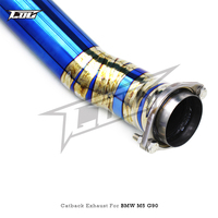 Tuyaux d'échappement en titane Boska pour M5/M6 G90/G99 LCI 4.4T 2024-2025, silencieux catback Valvetronic, embouts bleu brûlé