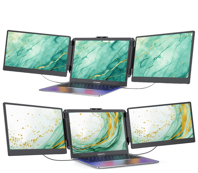 OEM/ODM Factory 13-17inch Laptop Easy Connection Dual 1080P LCD Display 14inch IPS Panel Triple Screen Monitors Notebook