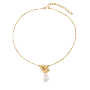 European American Style Women's Long Pearl <b>Necklace</b> Gold Chain Water Drop Pendant Clavicle Chain Everyday Wear - Product Image 5