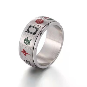 <span class=keywords><strong>Bague</strong></span> Mahjong en Acier Titane Thirteen Orphans Unisexe Minimaliste Tendance Rotative Bijou Résistant au Ternissement - Product Image 6