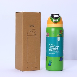 Bouteille isotherme en acier inoxydable à double paroi <span class=keywords><strong>de</strong></span> qualité supérieure, style dessin animé, sans BPA, anti-fuite, avec paille rabattable, 24oz 32oz - Product Image 4