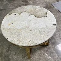 Table basse pivotante de luxe moderne Patagonia Crystal Marble Round Design pour meubles de salon à usage domestique