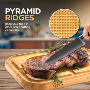 Planche à découper bloc de boucherie à Steak robuste avec <span class=keywords><strong>fente</strong></span> profonde cuisine <span class=keywords><strong>bois</strong></span> plateau épais réversible pointu - Product Image 3