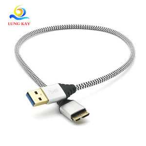 Lung Kay <b>Usb</b> 3.0 Am <b>To</b> Micro B Braided <b>Cable</b> Blue Copper Wire Fast Charging Data <b>Cable</b> For Hard Drive And Devices - Product Image 4