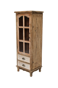 Armoire de rangement rustique en bois avec porte décorative découpée et 2 tiroirs, organisateur étroit et <span class=keywords><strong>haut</strong></span> pour salon, chambre à coucher - Product Image 4