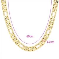 Fatingna Vente en gros Collier chaîne Franco en acier inoxydable plaqué or 18 carats, forme géométrique, pour homme, Figaro, 6mm 8mm 10mm 12mm