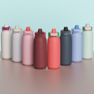 Stainless Steel Tumbler Straight Cup Apricot Color Travel Use 500Ml Insulated Water Bottle With Hidden Handle - Product Image 2