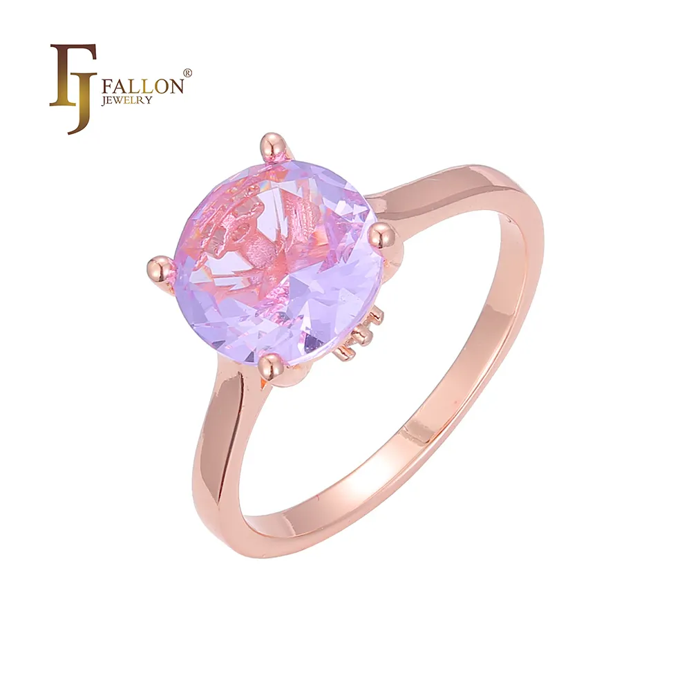 F83202558 FJ Fallon модные ювелирные изделия минималистский Пасьянс Большой Фиолетовый Красный камень обручальные кольца с покрытием из розового золота на основе латуни
