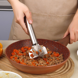 Écrase-viande en acier inoxydable, hachoir à viande à 6 lames, outil de cuisine, presse-purée de légumes et de pommes de terre avec poignée - Product Image 4