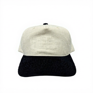 Casquette de baseball en velours côtelé bicolore avec logo personnalisé, 5 panneaux, douce et structurée, pour adultes, style streetwear décontracté d'hiver, fabriquée au Vietnam - Product Image 1