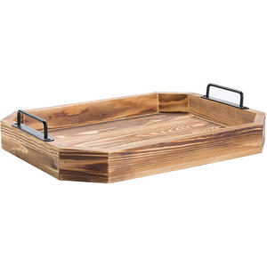Bandeja rectangular de madera con asas de Metal, bandeja de madera para servir comida de té, venta al por mayor, Vietnam - Product Image 5
