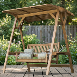 Chaise à bascule en teck de Patio, meuble d'extérieur, style indonésien - Product Image 3