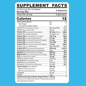 Fabricante de fábrica Multivitamin Gummies Mens Metilated Vitamins <span class=keywords><strong>Brain</strong></span> Bone & Muscle Function Gummies veganas sin azúcar - Product Image 2