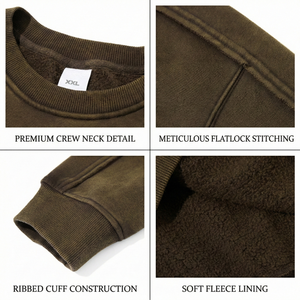 Sudadera Oversize de Algodón Grueso de 400 g/m² para Hombre, Estilo Vintage, Marrón, Cuello Redondo, Streetwear, Bajo Costo, Personalizable - Product Image 3