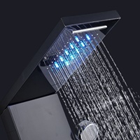 Panneau de douche salle de bain mural en acier inoxydable Cascade colonne de douche noire led Panneau de douche affichage de la température
