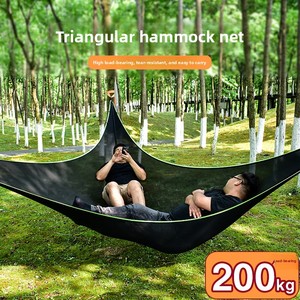 Hamaca para acampar al aire libre, adecuada para todas las estaciones, uso multipersonal, transpirable, diseño de malla densa, hamaca triangular, práctica - Product Image 4
