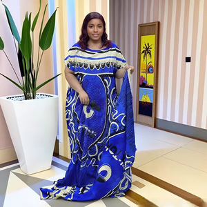 Robe longue décontractée pour femme, style ethnique africain, respirante, à manches courtes, imprimée, en polyester, grande taille, collection été 2025 - Product Image 3