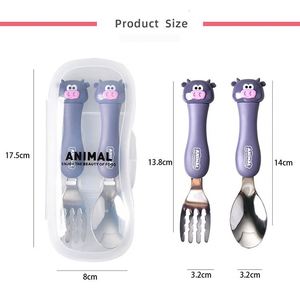 Ensemble cuillère et fourchette pour enfants, best-seller, dessin animé, pour enfants d'âge primaire, portable, ensemble de couverts animaux de dessin animé - Product Image 2
