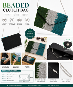 Sac de soirée pour femme en perles faites à la main, pochette enveloppe, sac à bandoulière avec chaîne, fabricant OEM ODM en gros - Product Image 5