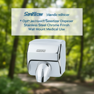 Dispenser di Disinfettante per Mani Saniflow Optic in Acciaio Inox Finitura Cromata Montaggio a Parete per Uso Medico - Product Image 3