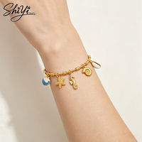 Bracelet Bohème Océan Plaqué Or 14K Anti-ternissement avec Breloques Animaux Marins Tendance Or Ton sur Ton Bijoux Personnalisés Vente en Gros Shiyi