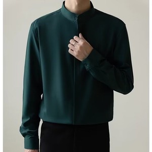 Camicia a maniche lunghe da uomo nuovo stile cinese vento maturo leggero Slim Free stiratura di seta tutta la moda camicia - Product Image 1