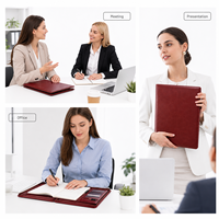 Portafolio de Cuero PU A4 con Logotipo Personalizado, Bolsa para Documentos de Negocios, Carpeta de Cera Vintage Premium para Reuniones, Oficina, Conferencias, Venta al Por Mayor
