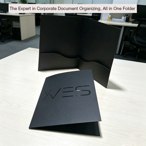 Recycled Presentation <strong>Pockets</strong> <strong>Folder</strong> Printing Black Shiny Logo Custom A4 Size Paper File <strong>Folders</strong> - Product Image 2