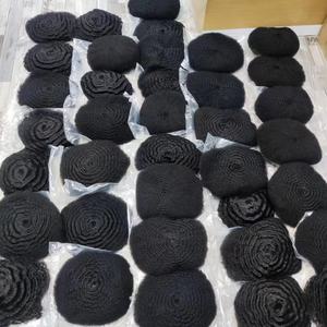 Peau fine 130% densité afro hommes perruque postiches vague toupet noir Remy remplacement de cheveux humains pour les hommes noirs - Product Image 5