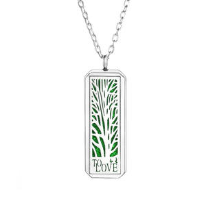 Colliers diffuseurs d'huiles essentielles et de parfums en acier inoxydable, forme rectangulaire, tendance - Product Image 5