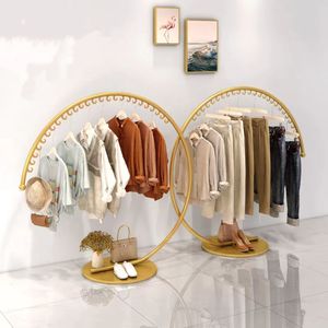 K Metal Garment Display Rack Arc Clothes <b>Hanger</b> <b>Stand</b> Double Tier Storage Organizer for Bathroom Balcony Retail Showroom - Product Image 2
