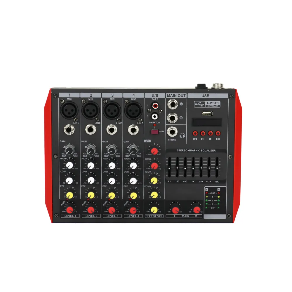 Mini mixer audio a 6 canali effetto mixer audio console dj
